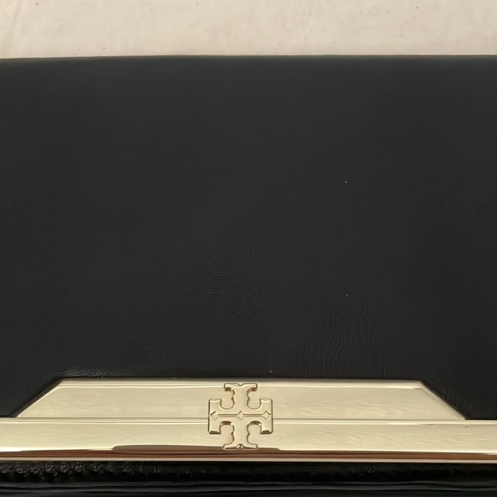 Tory Burch Black Clutch with Gold Accent - Picture 2 of 7